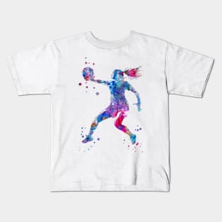A Handball Player Girl Hits The Ball Kids T-Shirt
